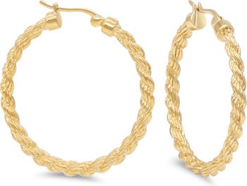 Серьги-кольца с текстурой веревки из стерлингового серебра 18 карат с покрытием из желтого золота DEVATA
