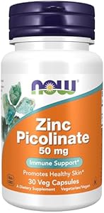 Цинк Пиколинат 50 мг поддержка ферментных функций и иммунной системы 30 вегетарианских капсул NOW Foods