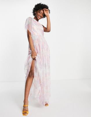 Anaya With Love tulle one shoulder maxi dress in floral print Anaya