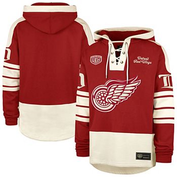 Men's '47  Red Detroit Red Wings Blue Line Heritage Lacer Pullover Hoodie 47 Brand