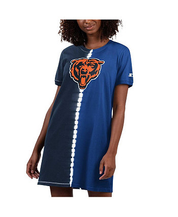 Женское темно-синее платье-футболка Chicago Bears Ace Tie-Dye Starter