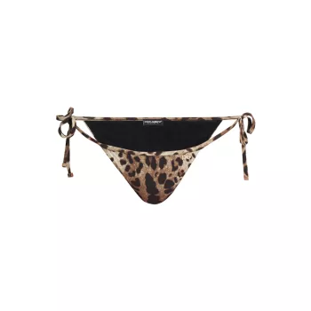 Плавки бикини с леопардовым принтом и завязками по бокам Dolce & Gabbana