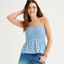 Juniors' Rewind Smocked Tank Top with Removable Straps Rewind