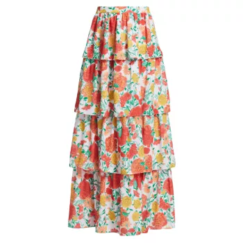 Ярусная длинная юбка с цветочным принтом WAYF