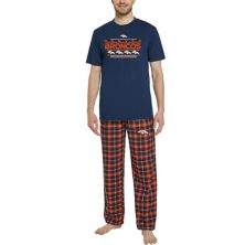 Men's Concepts Sport Navy/Orange Denver Broncos Arctic T-Shirt & Flannel Pants Sleep Set Unbranded