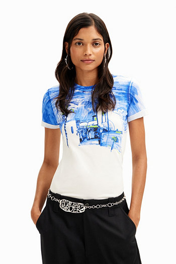 Women's Mediterranean landscape T-shirt Desigual