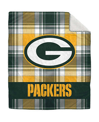 Green Bay Packers 50 x 60 дюймов фланелевое плюшевое одеяло из шерпы в клетку Pegasus Home Fashions