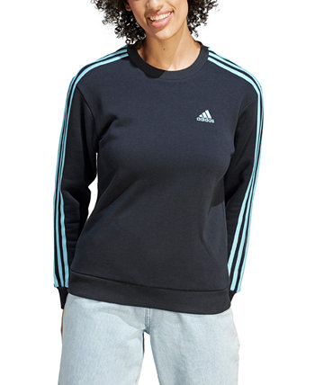 Women's 3-Stripe Cotton Fleece Crewneck Sweatshirt Adidas