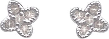 Серьги-гвоздики из стерлингового серебра с белым родиевым покрытием и клевером с бриллиантами - 0,12 карата ADORNIA Fine