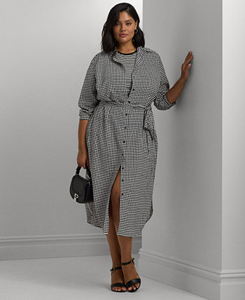 Платье-рубашка больших размеров с узором «гусиные лапки» LAUREN Ralph Lauren