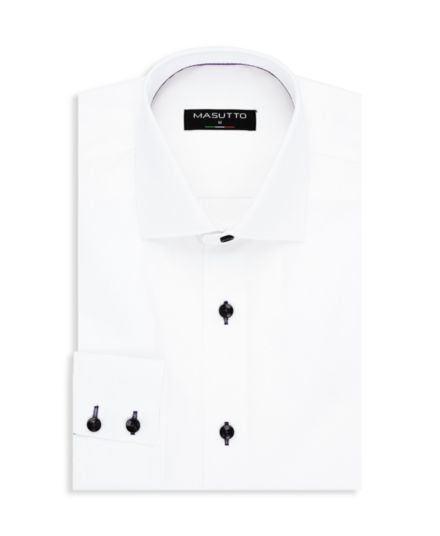 Фактурная классическая рубашка с контрастными пуговицами Masutto