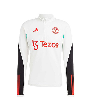 Мужская белая футболка Manchester United 2023/24 Training AEROREADY с молнией на четверть Adidas