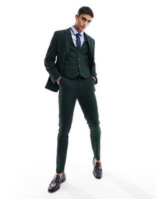 ASOS DESIGN wedding skinny suit pants in forest green microtexture ASOS DESIGN