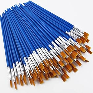 GXXMEI 110Pcs Flat Paint Brushes Set with Nylon Hair,Small Brush Bulk for Detail Painting,Short Plastic Handle,Acrylic Oil Watercolor Fine Art Painting for Starter,Teens, Adults, Artis 9mm Gxxmei