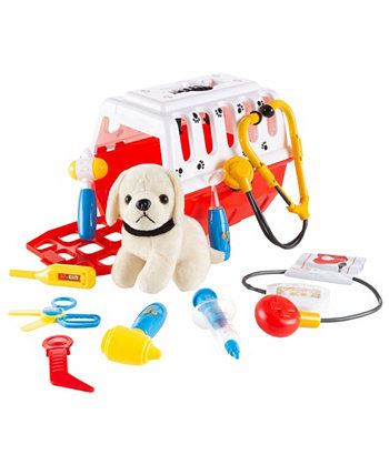 Hey Play Kids Veterinary Set With Animal Medical Supplies, Plush Dog And Carrier For Boys And Girls, 11 Piece Trademark Global