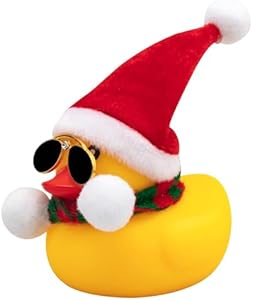 wonuu Rubber Duck Car Ornaments Yellow Duck Car Dashboard Decorations with Propeller Helmet for Christmas Decor and Home Decorations for Adults (Elk) Wonuu