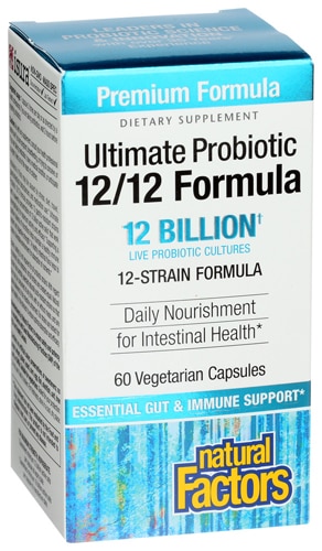 Natural Factors Ultimate Probiotic 12-12 Formula -- 12 миллиардов клеток -- 60 вегетарианских капсул Natural Factors