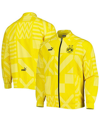 Мужская желтая тренировочная куртка Borussia Dortmund Pre-Match Raglan с молнией во всю длину PUMA