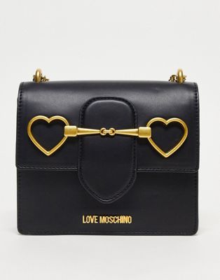 Черная сумка через плечо с застежкой-сердечком Love Moschino LOVE Moschino