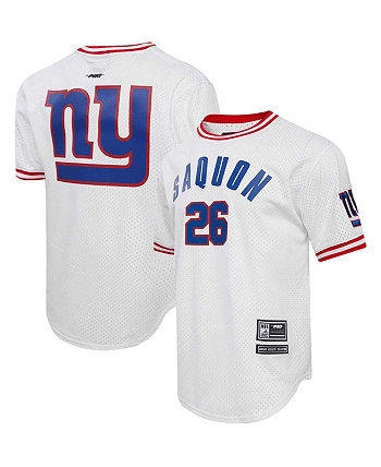 Мужская белая футболка Saquon Barkley New York Giants с именем и номером игрока в сетку Pro Standard