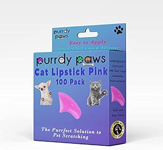 Капсулы для когтей кошек (100 розовых) и клей для нанесения Purrdy Paws