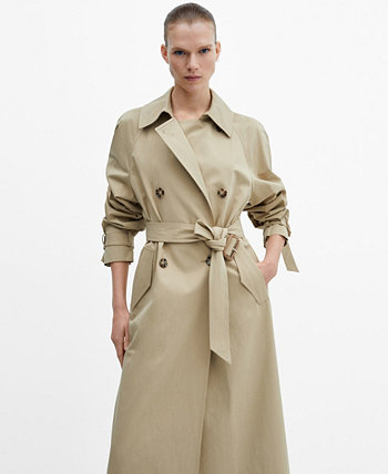 Women's Double-Breasted Cotton Trench Coat MANGO