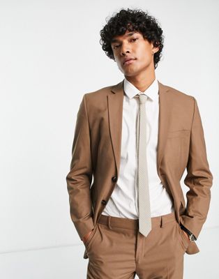 Светло-коричневый пиджак приталенного кроя Selected Homme Selected