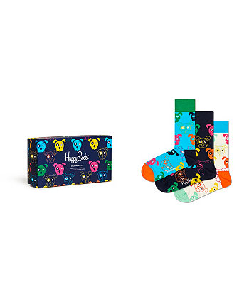 Men's Mixed Dog Socks Gift Set, Pack of 3 Happy Socks