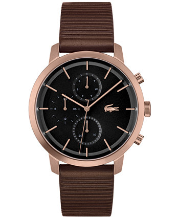 Мужские часы Replay с коричневым кожаным ремешком, 44 мм Lacoste