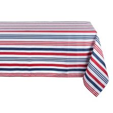Red and Blue Patriotic Striped Rectangular Tablecloth 60” x 84” CC Home Furnishings