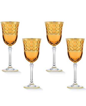 Бокал для белого вина янтарного цвета с золотистыми кольцами, набор из 4 шт. Lorpen