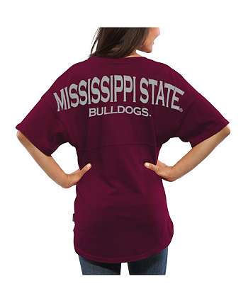 Женская темно-бордовая футболка оверсайз Mississippi State Bulldogs Spirit Jersey