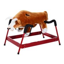 Qaba Kids Spring Rocking Horse Rodeo Bull Style with Realistic Sounds for Children over 3 Years Old Qaba