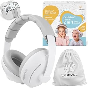 'CuddleEars' 2 in 1 Baby Ear Muff - Noise Canceling Infant Toddler Headphone Hearing Protection Earmuff for Plane LittleTora