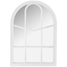 20&#34; White Arched Windowpane Framed Wall Mirror Christmas Central