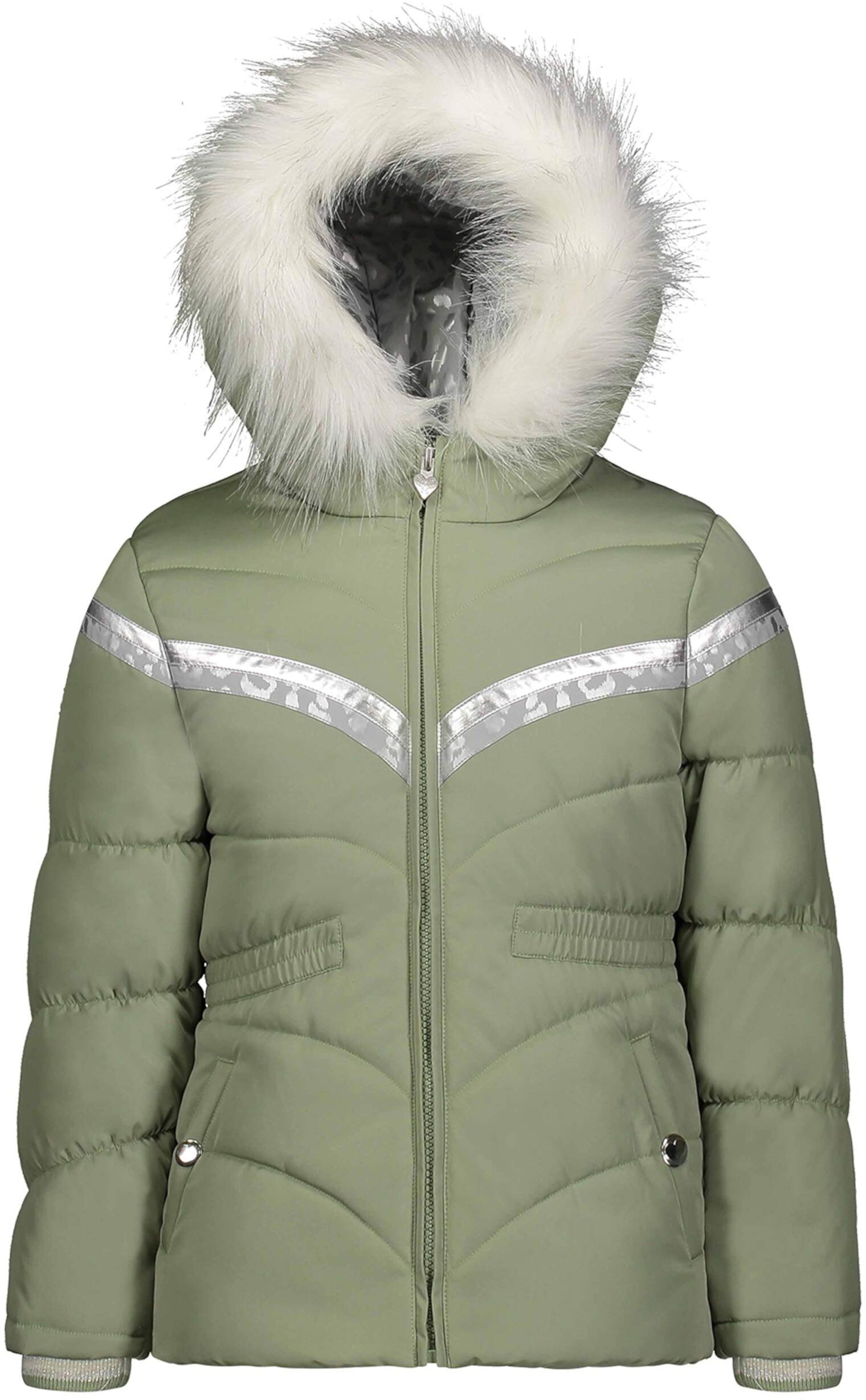 Пышное зимнее пальто с уютным обрезанным капюшоном Jessica Simpson