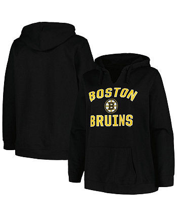 Женский черный пуловер с капюшоном Boston Bruins размера плюс с аркой и логотипом Profile