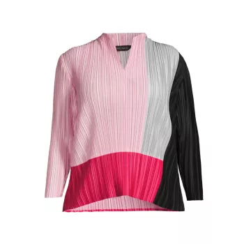 Плиссированная блузка с цветными блоками Ming Wang