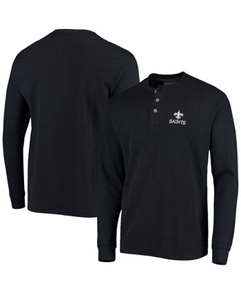 Мужская черная футболка с длинным рукавом New Orleans Saints Maverick Thermal Henley Dunbrooke