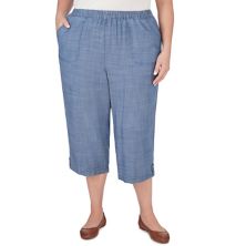 Plus Size Alfred Dunner Chambray Capris with Pockets Alfred Dunner