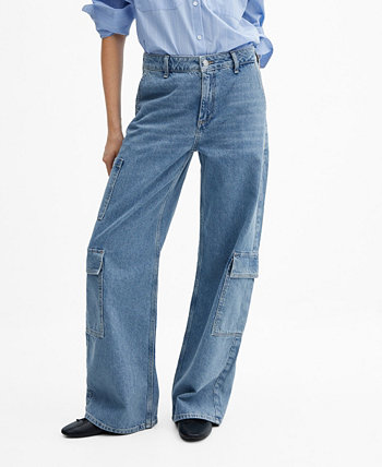 Women's Pockets Detail Loose Cargo Jeans MANGO