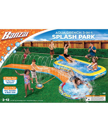 Aqua Drench 3-in-1 Splash Park with Pool, Sprinkler and Waterslide Banzai