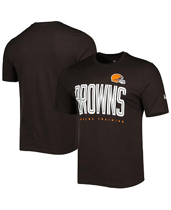 Мужская коричневая футболка Cleveland Browns Combine Authentic Training Huddle Up New Era
