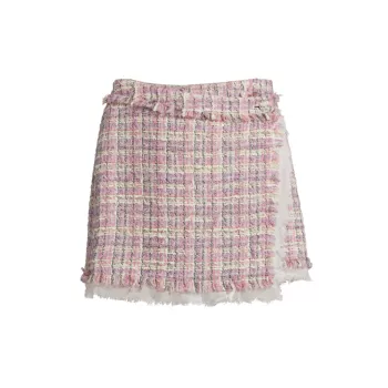 Royce Plaid Tweed Wrap Miniskirt LOVESHACKFANCY