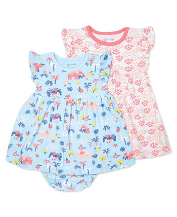 Baby Girls Elephant Print Dress, Pack of 2 Mac & Moon