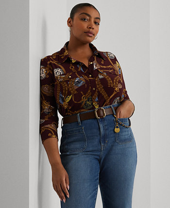 Plus Size Belting-Print Shirt LAUREN Ralph Lauren