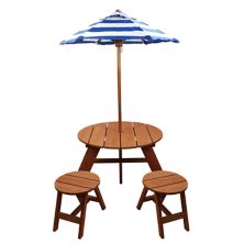 Деревянный круглый стол для дома с зонтиком и 2 стульями Homeware