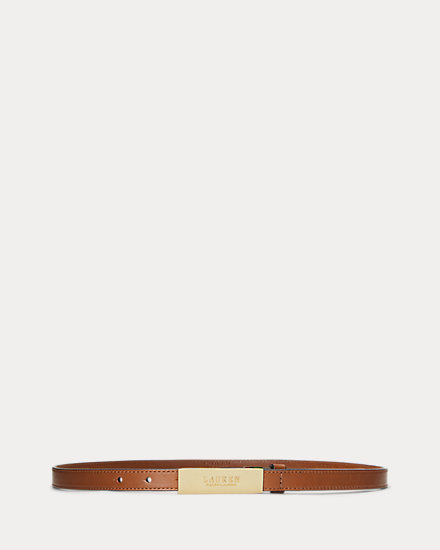 Узкий кожаный ремень с логотипом Ralph Lauren