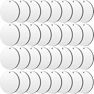 Jetec 50 Pieces Round Sublimation Ornaments 2 Inch Christmas Blank Ornaments Bulk Wooden Hardboard Ornament Christmas Xmas Tree Round Hanging Printing White Ornaments for DIY Handicrafts Making Jetec