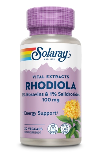 Родиола -- 100 мг -- 30 вегетарианских капсул Solaray
